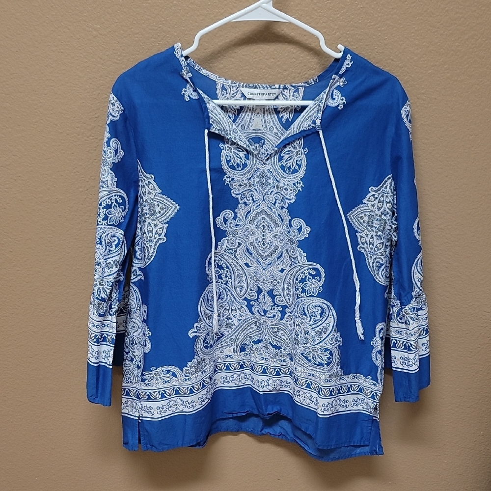 Counterparts Blue Relaxed Graphic Blouse 💙